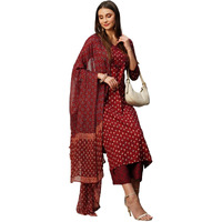 Gosriki Women's Cotton Blend Straight Printed Kurta With Pant & Dupatta (Bc Maroon-Kbv-Gs_5Xl_Maroon_Xxxxx-Large)