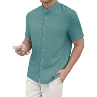 Toplot Polyester Men's Solid Regular Fit Shirt (Popcorn-Mandarin-5210-Aqua-Xl_Aqua, Blue