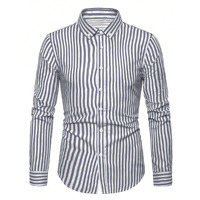Toplot Shirt For Men || Mens Casual Shirts || Full Sleeve || Regular Fit || Striped (Strip-Shirt-5219-Grey-Xxl)