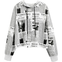 Toplot Women's Wool Blend Printed Hoodie With Hooded Neck & Full Sleeve (Hoodie-5132-News-S)