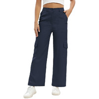 Toplot Cotton Multi-Pocket Cargo Pant For Women (Straight-Cargo-5191-Navy-32)