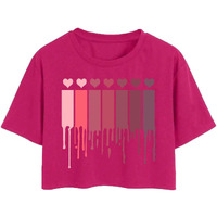 Toplot Heart Printed Round Neck Crop Top For Women (Small-Heart-Top-5203-Pink-Xs)