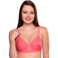 Trylo Women's Cotton T-Shirt Bra Women's Non-Wired Bra (Krutika Plain_Coral_38D)