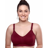 Trylo Riza Superfit Women's Non Wired Non Padded Dual Layered Premium Fabric Bra Available In C To G Cups,Sizes 32 To 42 & Available In 8 Color Ruby