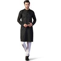 Toplot Kurta For Men || Men's Ethnic Wear Sequin Embroidered Cotton Blend Kurta Set || Men's Kurta (Men-Seq-Kurta-Set-5209-Black-Xl)