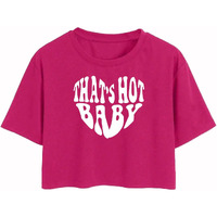 Toplot Text Printed Round Neck Crop Top For Women (Baby-Crop-Top-5200-Pink-M)