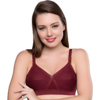 Trylo Women's Cotton T-Shirt Bra Women's Non-Wired Bra (Krutika-102_Maroon_44 D)
