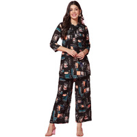 Toplot Co-Ord Set For Women (Collar-Pair-5134-Black-M)