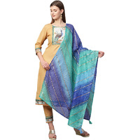 Gosriki Women's Cotton Straight Kurta With Pant & Dupatta (Kptd-Cot-10055-Beige_Xl-Go_Beige_X-Large)