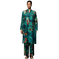 Gosriki Women's Chanderi Cotton Straight Printed Co-Ord Set (Kareena Green Co-Ord-Nkl-Gs_M_Green_Medium)