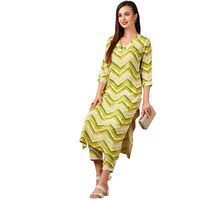 Gosriki Women's Cotton Blend Straight Printed Kurta With Pant (Vanchita Mehandi-Gs_L_Mehandi_Large)