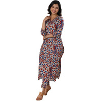 Gosriki Women's Rayon Blend Straight Printed Kurta With Pant (Nakari Cream-Nws-Gs_Xl_Cream_X-Large)