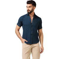 Toplot Men's Regular Fit Casual Shirt (Chatai-Shirt-5174-Teal-S) Turquoise
