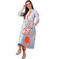 Gosriki Women's Cotton Blend Anarkali Printed Kurta With Pant (Santra Orange-Nw-Gs_L_Orange_Large)