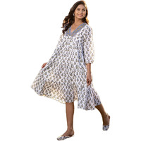 Gosriki Women's Cotton Blend Anarkali Printed Kurta (Dakota White-Gs_Xxl_White_Xx-Large)