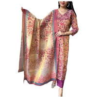 Gosriki Women's Rayon Blend Straight Printed Kurta With Pant & Dupatta (Omsing Pink-Gs_M_Pink_Medium)