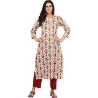 Gosriki Women's Cotton Kurta (Kur190013-L_Large_White)