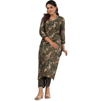 Gosriki Women's Rayon Blend Straight Printed Kurta With Pant (Kivala Green-Nw-Gs_L_Green_Large)