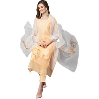 Gosriki Women's Chanderi Cotton Straight Printed Kurta With Pant & Dupatta (Falak Cream-Nw-Gs_4Xl_Cream_Xxxx-Large)