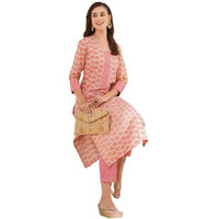 Gosriki Women's Rayon Blend Straight Printed Kurta With Pant (Nexa Multi-Gs_Xxl_Multi_Xx-Large) Multicolour
