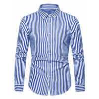 Toplot Shirt For Men || Mens Casual Shirts || Full Sleeve || Regular Fit || Striped (Strip-Shirt-5219-Sky Blue-S)