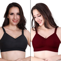 Trylo Riza Cottonfit Bra Combo Pack Black & Marun 36 C - Cup - Pack Of-2