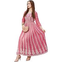Gosriki Women's Georgette Chikankari Embroidered Anarkali Kurti (Kari Wine-Grt-Gs_L_Wine_Large)