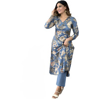 Gosriki Women's Rayon Straight Printed Kurta With Pant Set (Dhun-Blue-Nw-Gs_S_Blue_Small)