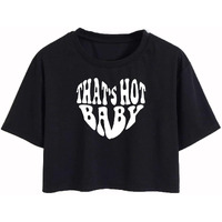 Toplot Text Printed Round Neck Crop Top For Women (Baby-Crop-Top-5200-Black-Xl)