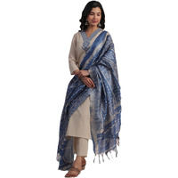 Gosriki Women's Rayon Blend Embroidered Straight Kurta With Pant & Dupatta (Jankari Blue-Nsw-Gs_S_Blue_Small)