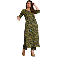 Gosriki Women's Cotton Blend Printed Straight Kurta With Pant (Mangla Green-Snw-Gs_S_Green_Small)