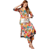 Gosriki Women's Rayon Blend Straight Printed Kurta With Pant (Samlok White-Jl-Gs_S_White_Small)