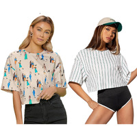 Toplot Women's Casual Printed Crop Top With Half Sleeve Pack Of 2 (Combo-5098-Cku-Wht-L)