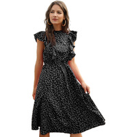 Toplot Black Printed Dress For Women Sleeveless With Knee Length (Dress-5074-Xxl)