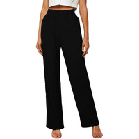 Toplot Womens High-Waisted Trousers | Tailored Wide-Leg Pants | Casual & Formal Wear | Chic And Elegant Look (Women-Trouser-5230-Black-32)
