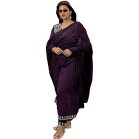 Gosriki Women's Rayon Blend Anarkali Embroidered Kurta With Pant & Dupatta (Kart Begani-Vks01-Gs_M_Begani_Medium)