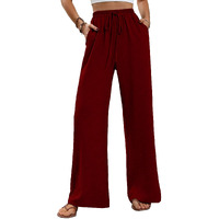 Toplot Trouser For Women || Casual Pants For Women || Loose Fit High-Waist Korean Pants || (Regular Fit | Polyester) (Women-Trouser-5229-Maroon-34)