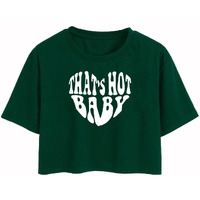 Toplot Text Printed Round Neck Crop Top For Women (Baby-Crop-Top-5200-Olive-Xs)