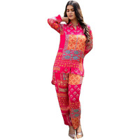 Gosriki Women's Cotton Blend Straight Floral Printed Co-Ord Set (Abc Cod Pink-Gs_S_Pink_Small)