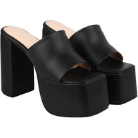 Shoetopia Stylish Solid Black Block Heels For Women