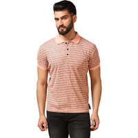 Toplot Men's Regular Fit Half Sleeve Casual Polo T-Shirt (Lining-Polo-5166-Peach-L)
