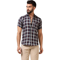 Toplot Men's Regular Fit Casual Shirt Checks Design With Spread Collar & Half Sleeves (Chex-Shirt-5177-White-Xl)
