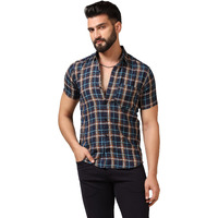 Toplot Men's Regular Fit Casual Shirt Checks Design With Spread Collar & Half Sleeves (Chex-Shirt-5177-Mustard-S)