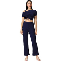 Toplot Co Ord Set For Women Solid Top And Bottom (Top-Pant-5138-Navy-Xl) Blue