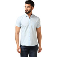 Toplot Men's Regular Fit Solid Casual Shirt With Pocket Design With Spread Collar & Half Sleeves (Half-Pocket-5179-Sky-Xl) Blue