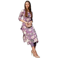 Gosriki Women's Rayon Straight Printed Kurta With Pant Set (Dhun-Purple-Kbv-Gs_M_Purple_Medium)