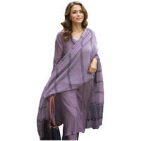 Gosriki Women's Rayon Blend Solid Straight Kurta With Pant & Dupatta (Raja Saab Purple-Vks02-Gs_Xl_Purple_X-Large)