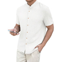 Toplot Men's Solid Regular Fit Shirt (Popcorn-Mandarin-5210-White-S_White
