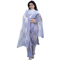 Gosriki Women's Rayon Viscose Straight Printed Kurta With Pant & Dupatta (Jumera Blue-Gs_L_Blue_Large)