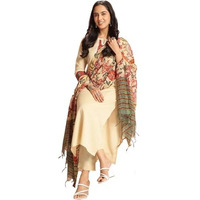 Gosriki Women's Rayon Blend Solid Straight Kurta With Pant & Dupatta (Dhar Cream-Gs_S_Cream_Small)